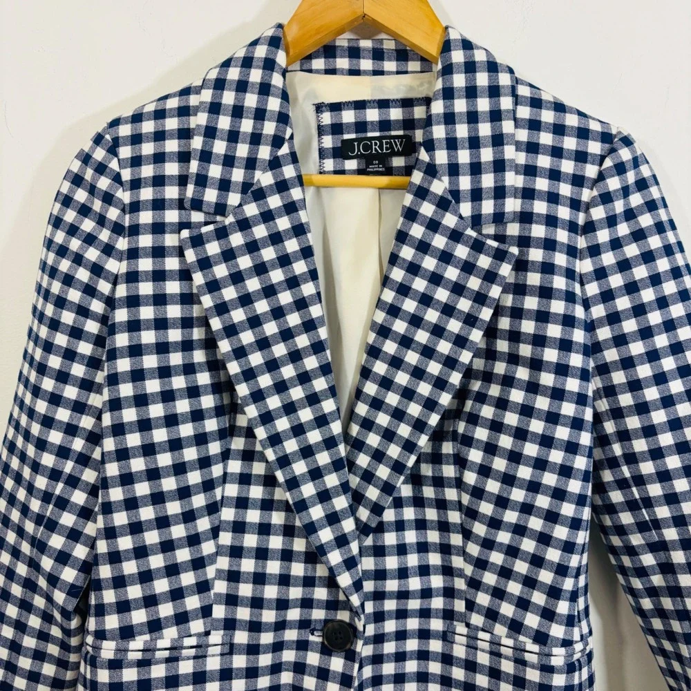 J. Crew Blue And White‎ Gingham Checkered Campbell Women's Office Blazer Size 00